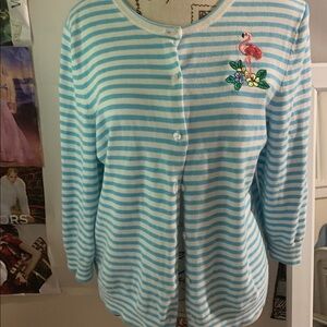 Talbots Blue and White Striped Knit